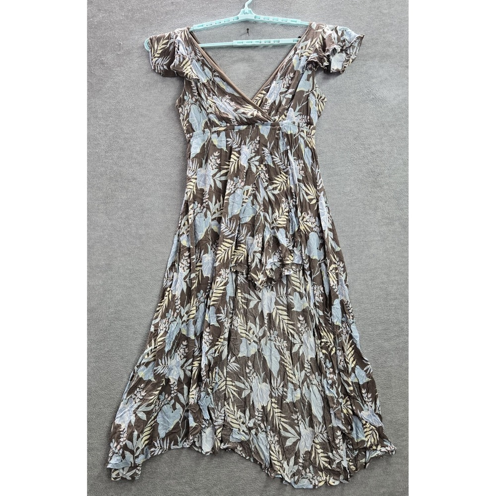 Torrid Women Dress 1 Brown Floral Maxi Romper Short Sleeve Polyester Rayon